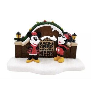 St. Nicholas Square Disney Mickey Minnie Mouse Village Gate Figure Christmas